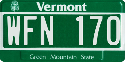 VT license plate WFN170