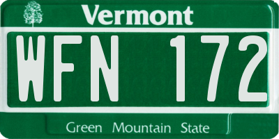 VT license plate WFN172