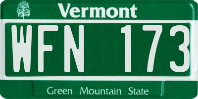 VT license plate WFN173