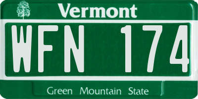 VT license plate WFN174