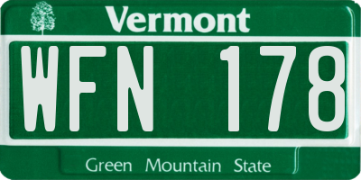 VT license plate WFN178