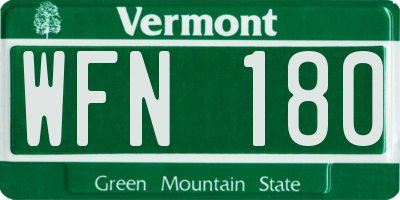VT license plate WFN180