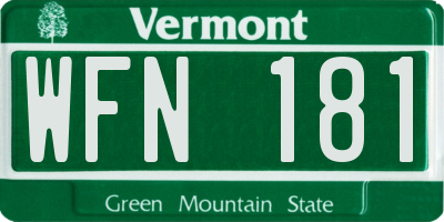 VT license plate WFN181
