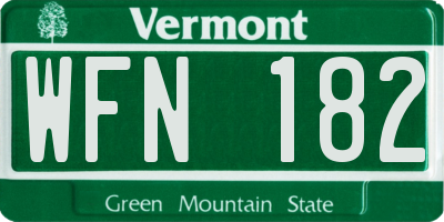 VT license plate WFN182