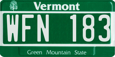 VT license plate WFN183