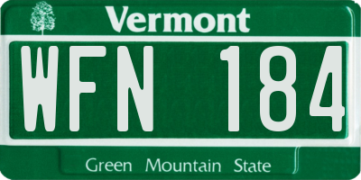 VT license plate WFN184