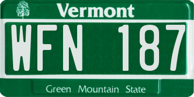 VT license plate WFN187