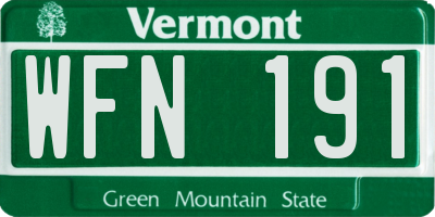 VT license plate WFN191