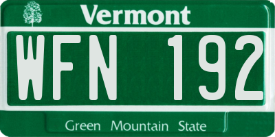 VT license plate WFN192