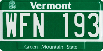 VT license plate WFN193