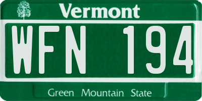 VT license plate WFN194