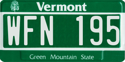 VT license plate WFN195