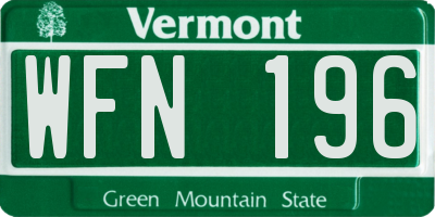 VT license plate WFN196