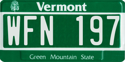VT license plate WFN197
