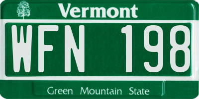 VT license plate WFN198