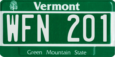 VT license plate WFN201