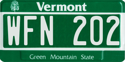 VT license plate WFN202