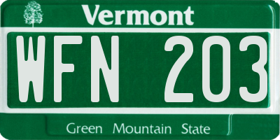 VT license plate WFN203