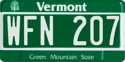VT license plate WFN207