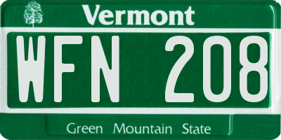 VT license plate WFN208