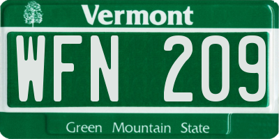 VT license plate WFN209