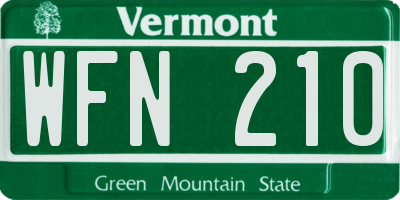 VT license plate WFN210