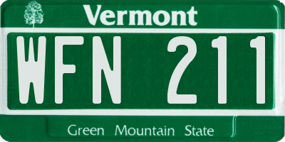 VT license plate WFN211
