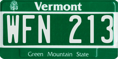 VT license plate WFN213