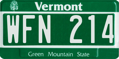 VT license plate WFN214