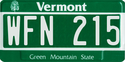 VT license plate WFN215