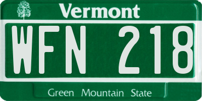 VT license plate WFN218