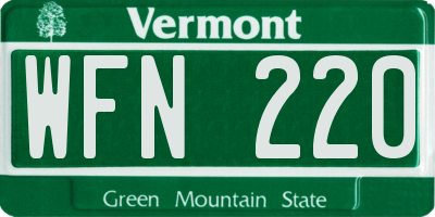 VT license plate WFN220