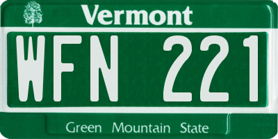 VT license plate WFN221