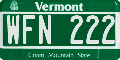 VT license plate WFN222