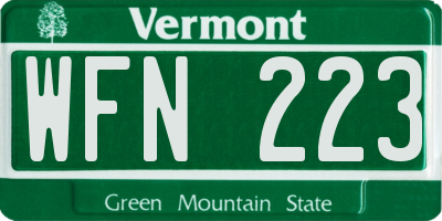 VT license plate WFN223