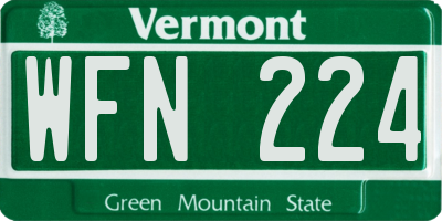 VT license plate WFN224