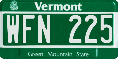 VT license plate WFN225