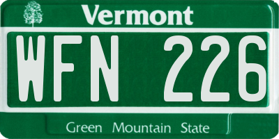 VT license plate WFN226