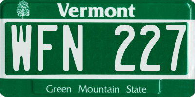 VT license plate WFN227