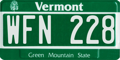 VT license plate WFN228