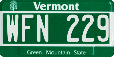 VT license plate WFN229