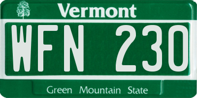 VT license plate WFN230