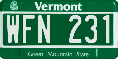 VT license plate WFN231