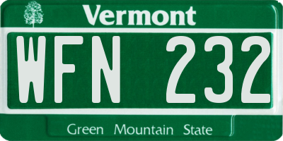 VT license plate WFN232