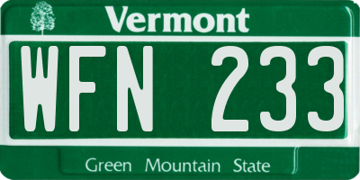VT license plate WFN233