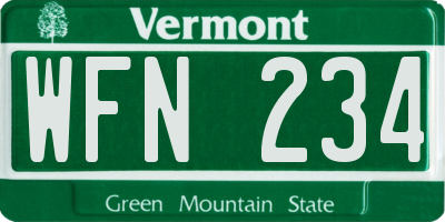 VT license plate WFN234