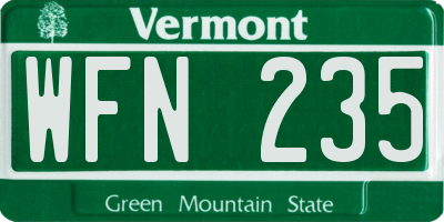VT license plate WFN235