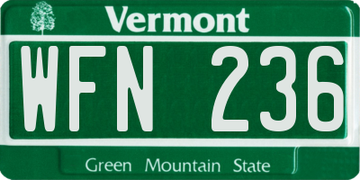 VT license plate WFN236