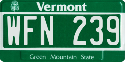 VT license plate WFN239