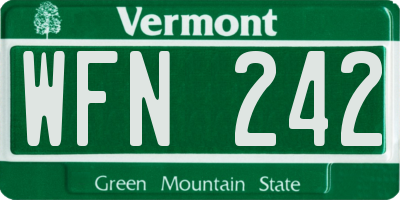 VT license plate WFN242